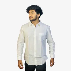 Men's White Cotton Casual Shirt – Full Sleeve Regular Fit Button-Down Shirt for Office & Everyday Wear